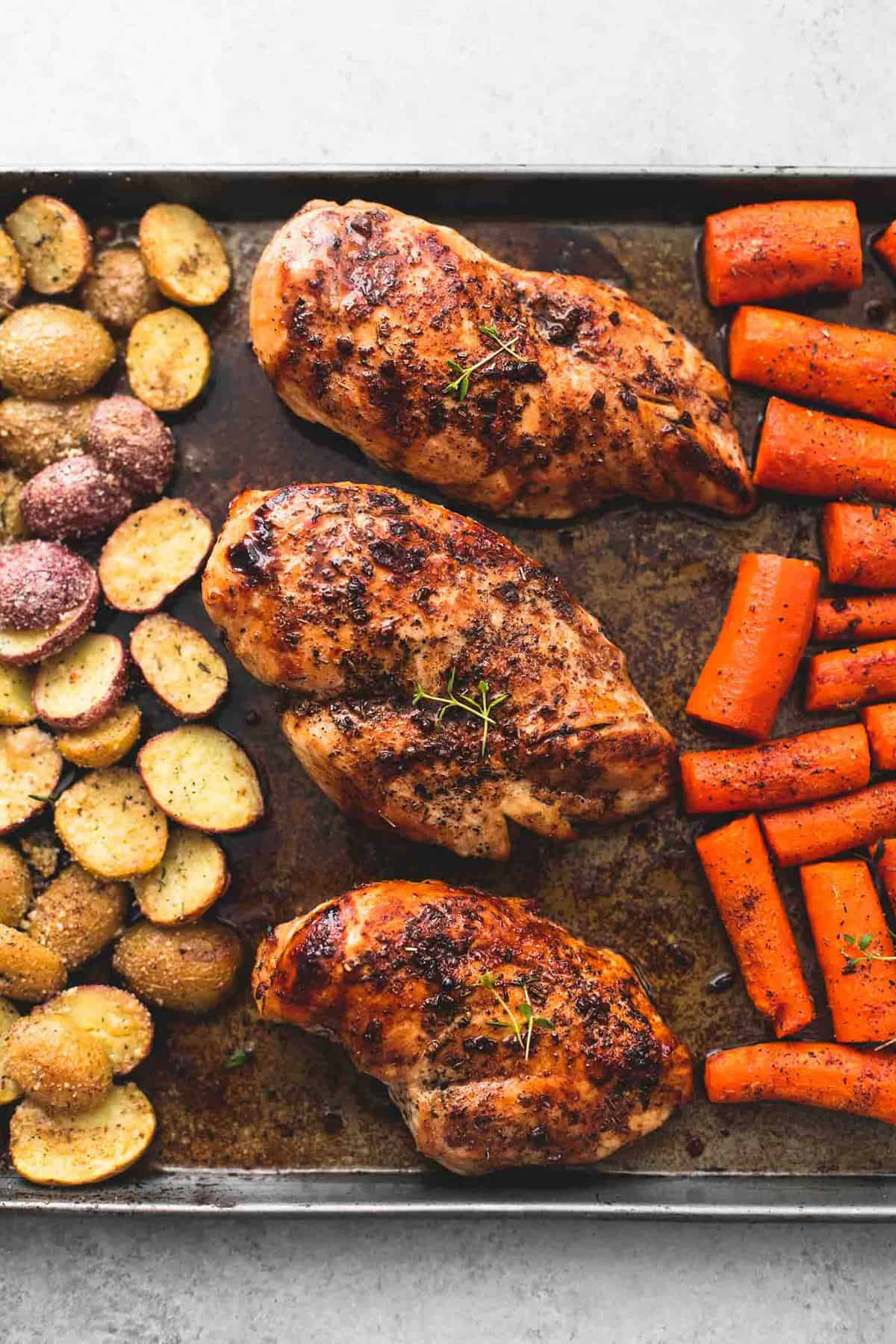 Sheet Pan Dinners Chicken
 Sheet Pan Balsamic Chicken with Potatoes and Carrots