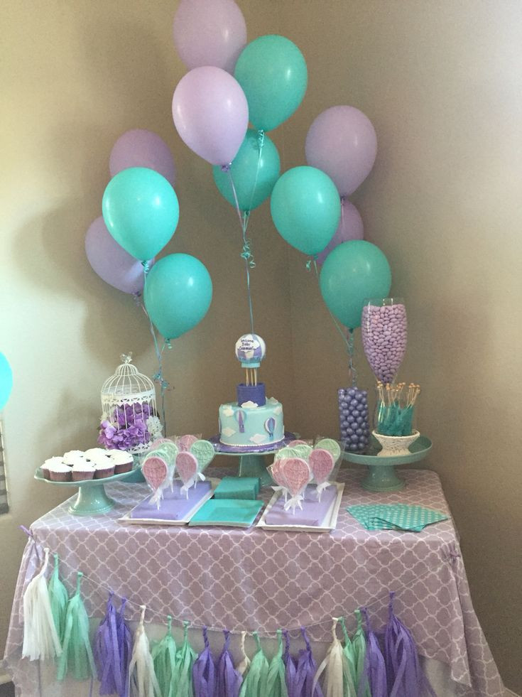 Simple Decor For Baby Shower
 Mint and lavender baby shower