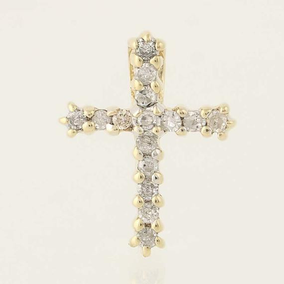 Small Diamond Cross Necklace
 Small Diamond Cross Pendant 10k Yellow Gold Women s