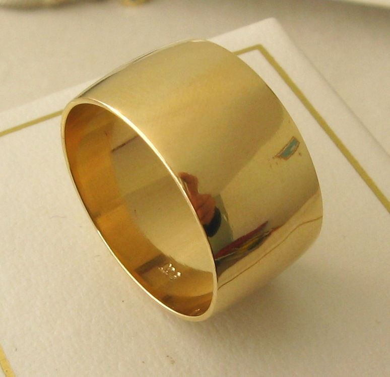 Solid Gold Wedding Bands
 10 MM 9K 9ct FULL SOLID GOLD WIDE WEDDING BAND RING Size O