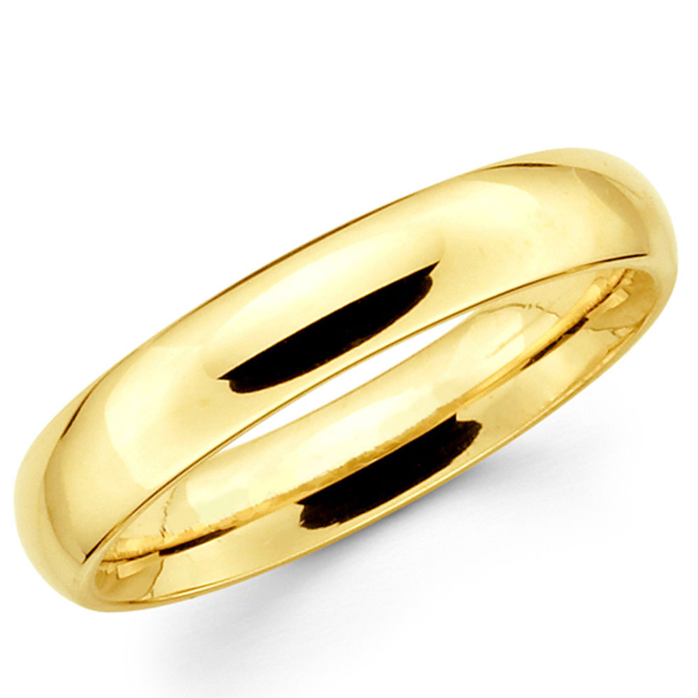Solid Gold Wedding Bands
 14K Solid Yellow Gold 4mm Plain Men s and Women s Wedding
