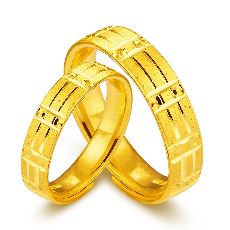 Solid Gold Wedding Bands
 Solid 24K Yellow Gold Ring Lovers Ring 999 Gold Geometric