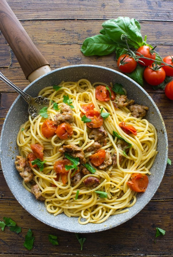 Spaghetti With Italian Sausage
 Pasta with Italian Sausage and Fresh Tomatoes