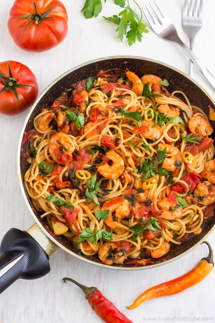 Spicy Shrimp Pasta Recipes
 Spicy Shrimp Spaghetti Recipe Happy Foods Tube