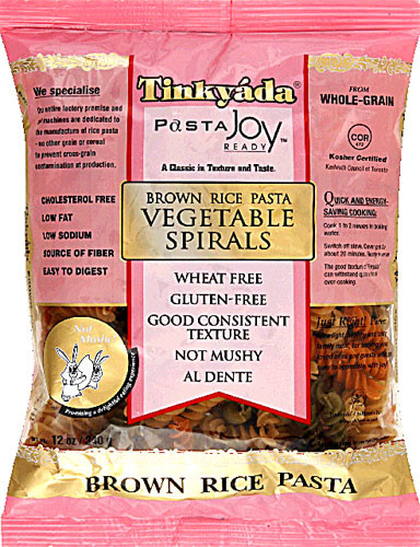 Tinkyada Brown Rice Pasta
 Tinkyada Brown Rice Ve able Pasta Spirals Gluten Free 12