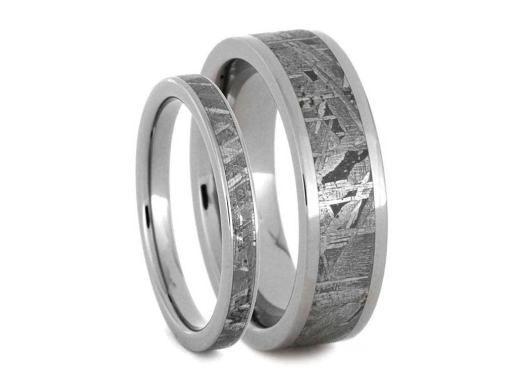 Titanium Wedding Band Sets
 Meteorite Ring in Titanium Wedding Band Set Meteorite