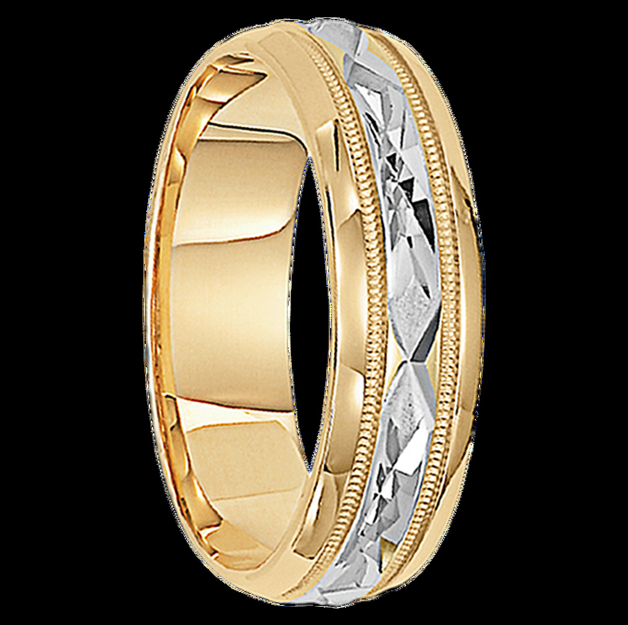 Two Tone Wedding Band
 6mm Unique Mens Wedding Bands in 10kt Two tone Gold