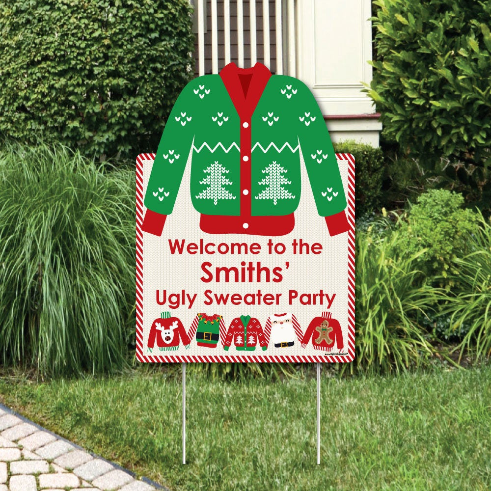 Ugly Christmas Sweater Party Decoration Ideas
 Ugly Sweater Wel e Sign Christmas Party Outdoor Lawn