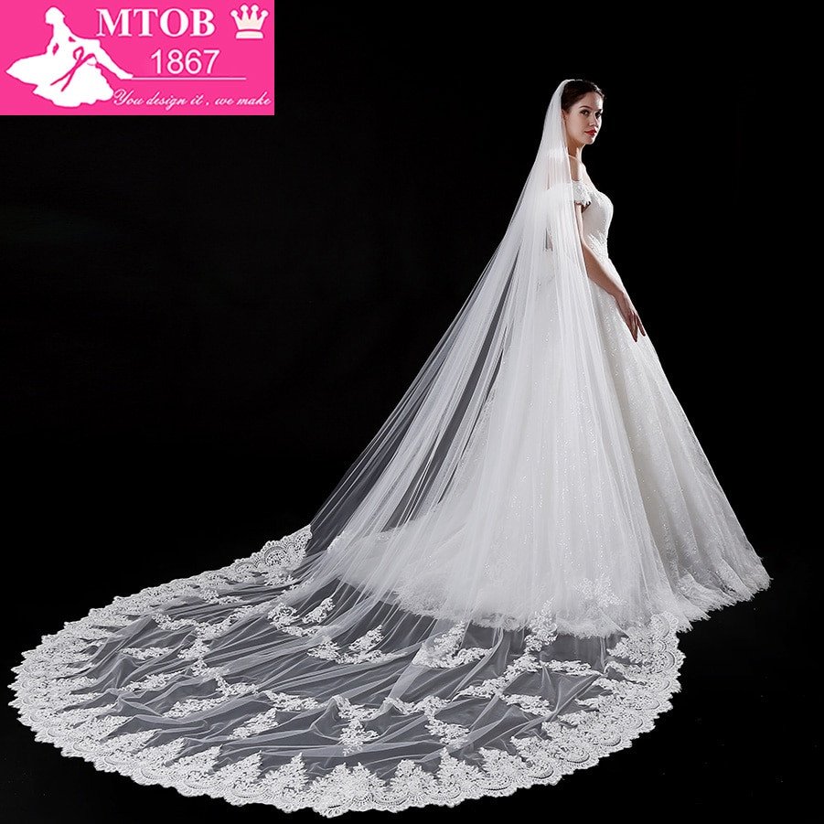 Veil In Wedding
 Fashionable 5 meters 200 inches Long Cathedral Train