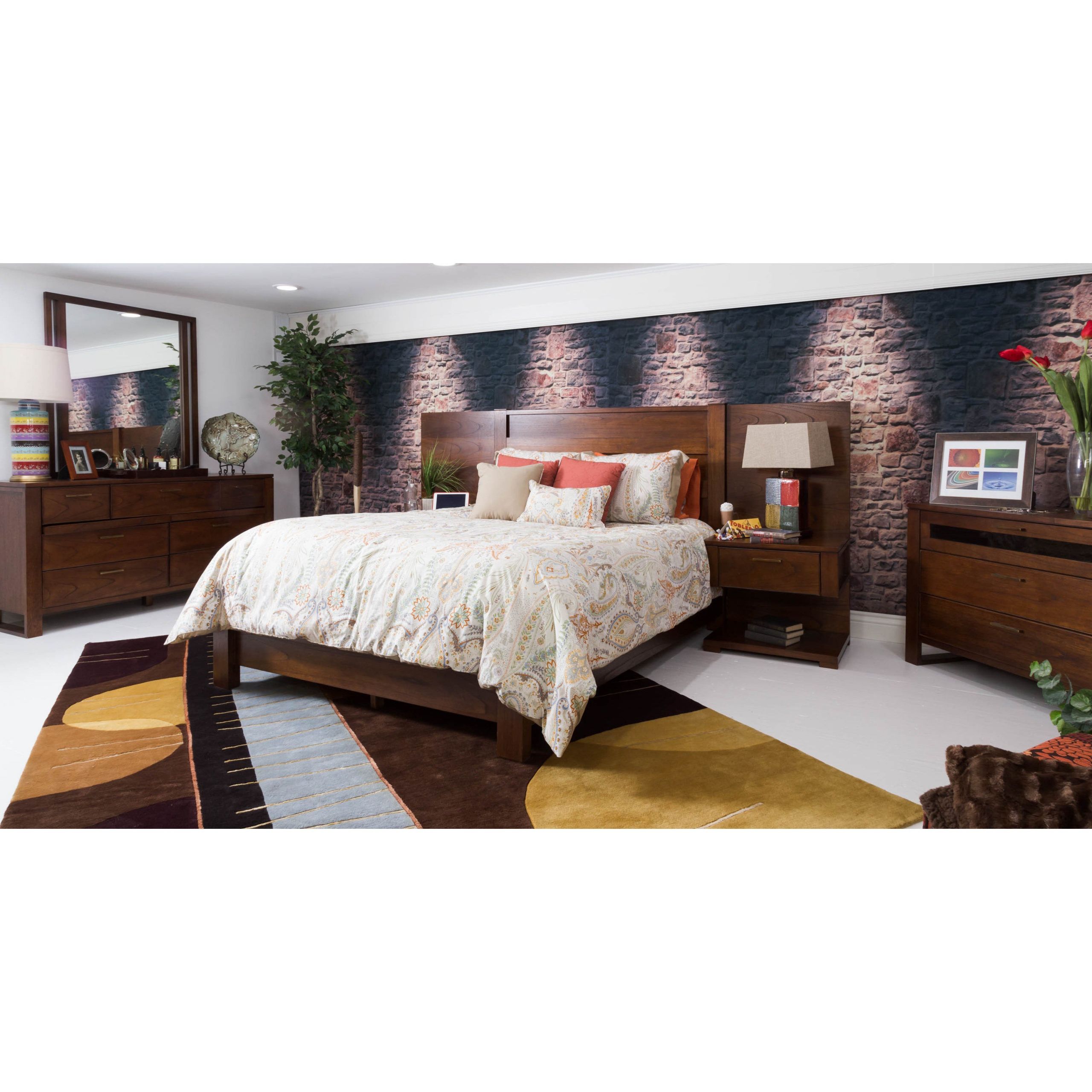 Wall Unit Bedroom Sets
 Somette Wyatt Honey Queen Bed with Wall Unit 2 Nightstands