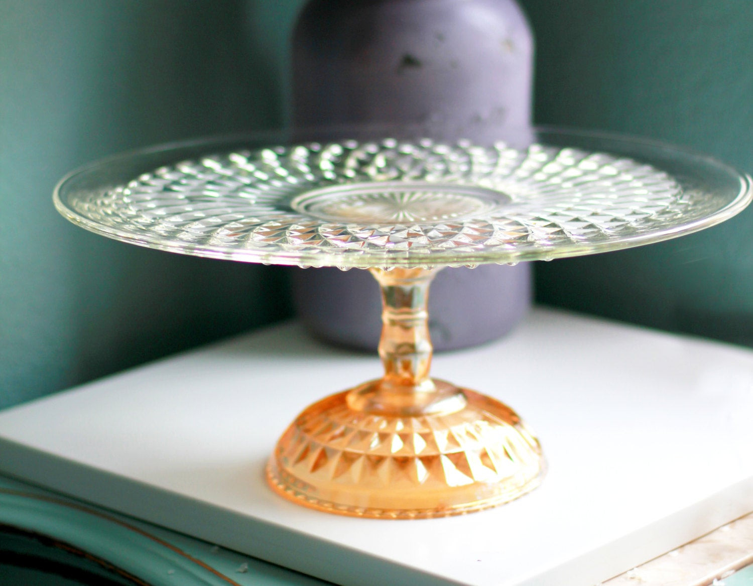 Wedding Cake Plate
 Gold Cake Stand for Vintage Gold Weddings 15 Glass