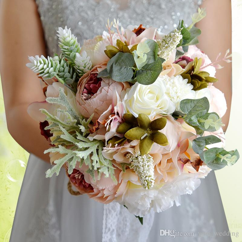 Wedding Flower Arrangements Online
 2018 Newest Style Wedding Bouquet Peony Silk Bridal