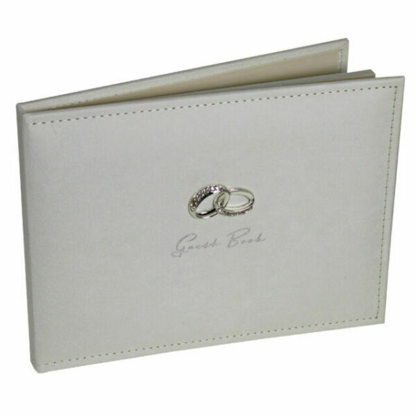 Wedding Guest Book For Sale
 Amore Suede Wedding Guest Book with Silver Rings WG279 for