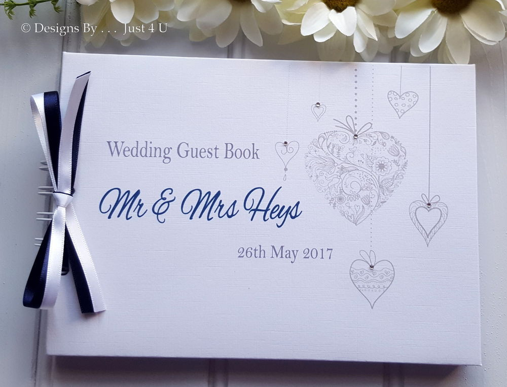 Wedding Guest Book Scrapbook
 PERSONALISED HEART WEDDING ENGAGEMENT ANNIVERSARY GUEST
