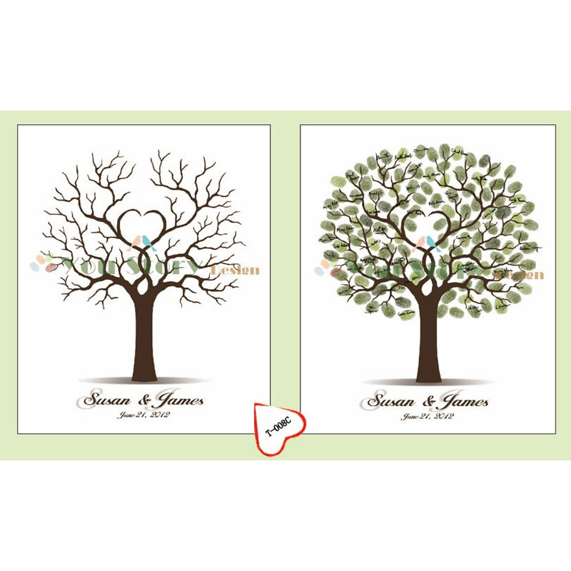 Wedding Guest Book Tree Thumbprint
 Customized Wedding Fingerprint Tree Guestbook Alternative