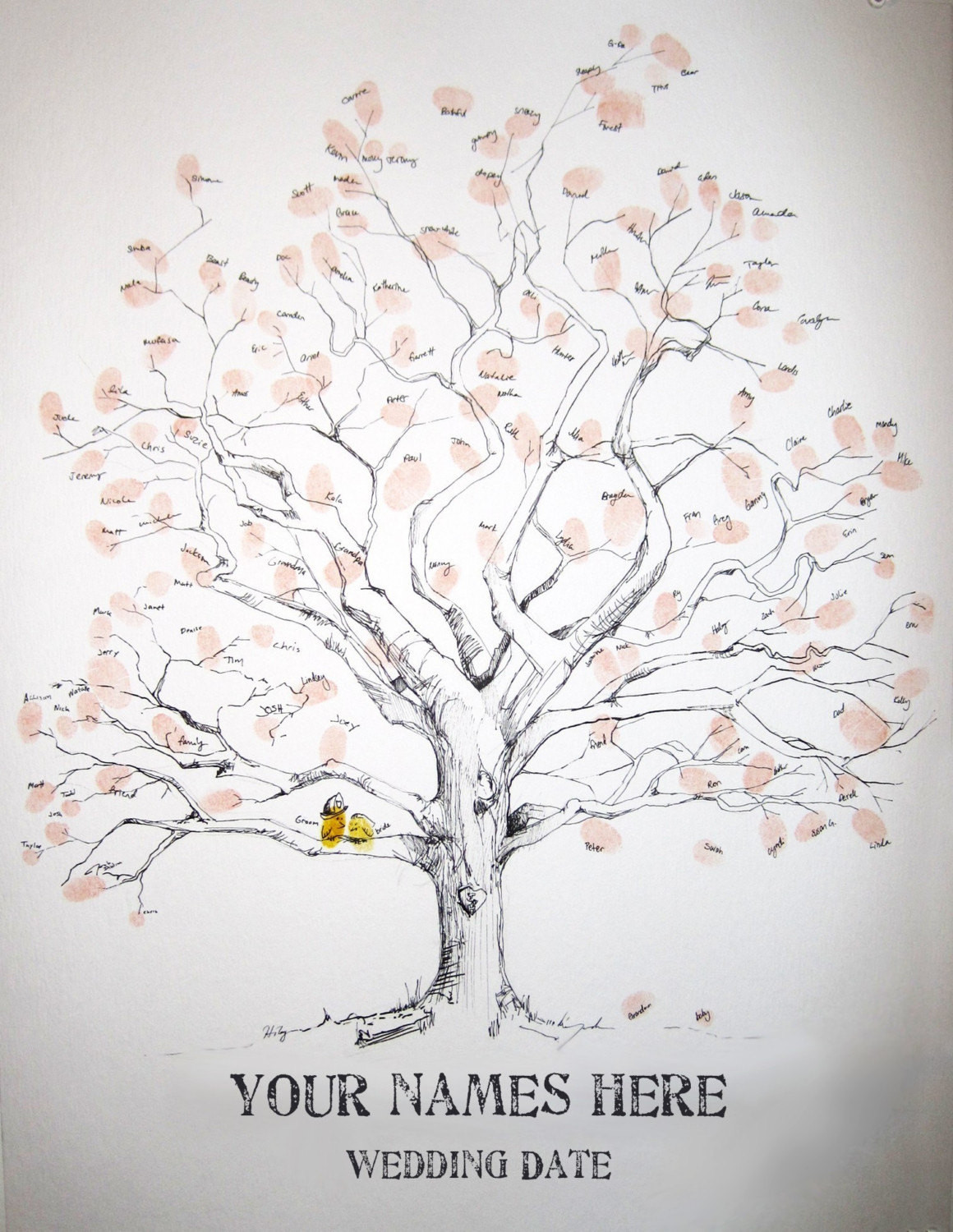 Wedding Guest Book Tree Thumbprint
 RESERVED for CRYSTALD588 Guest book fingerprint tree hand