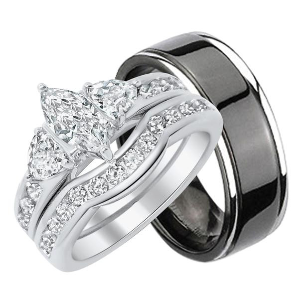Wedding Ring Sets For Him And Her Cheap
 CZ Wedding Ring Sets Engagement Rings Matching His Her