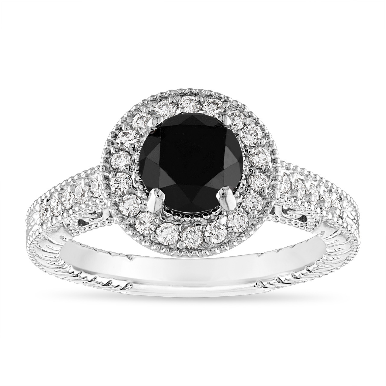 Wedding Rings Black Diamond
 1 48 Carat Black Diamond Engagement Ring Vintage Wedding