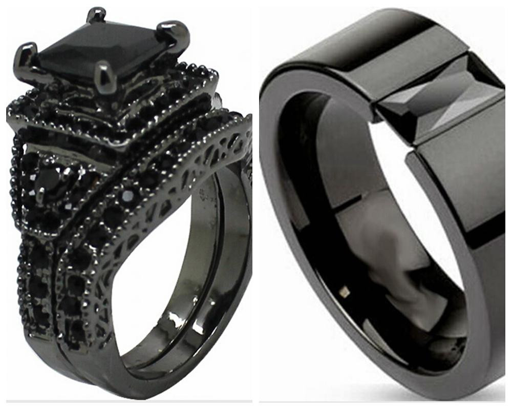 Wedding Rings Black
 2018 Sz 5 15 Black Wedding Engagement Ring Band Set