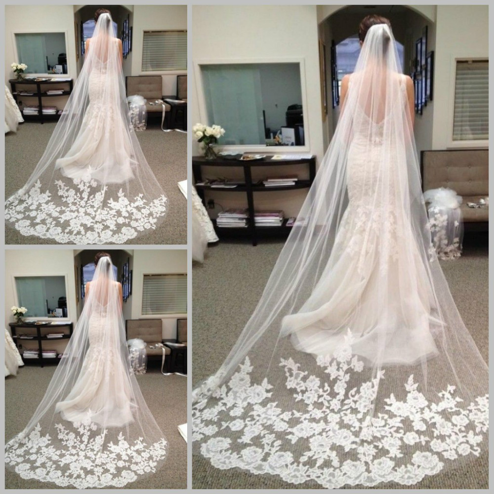 Wedding Veil Prices
 Hot Sale 2015 Fast Delivery Wedding Veils Long Elegent