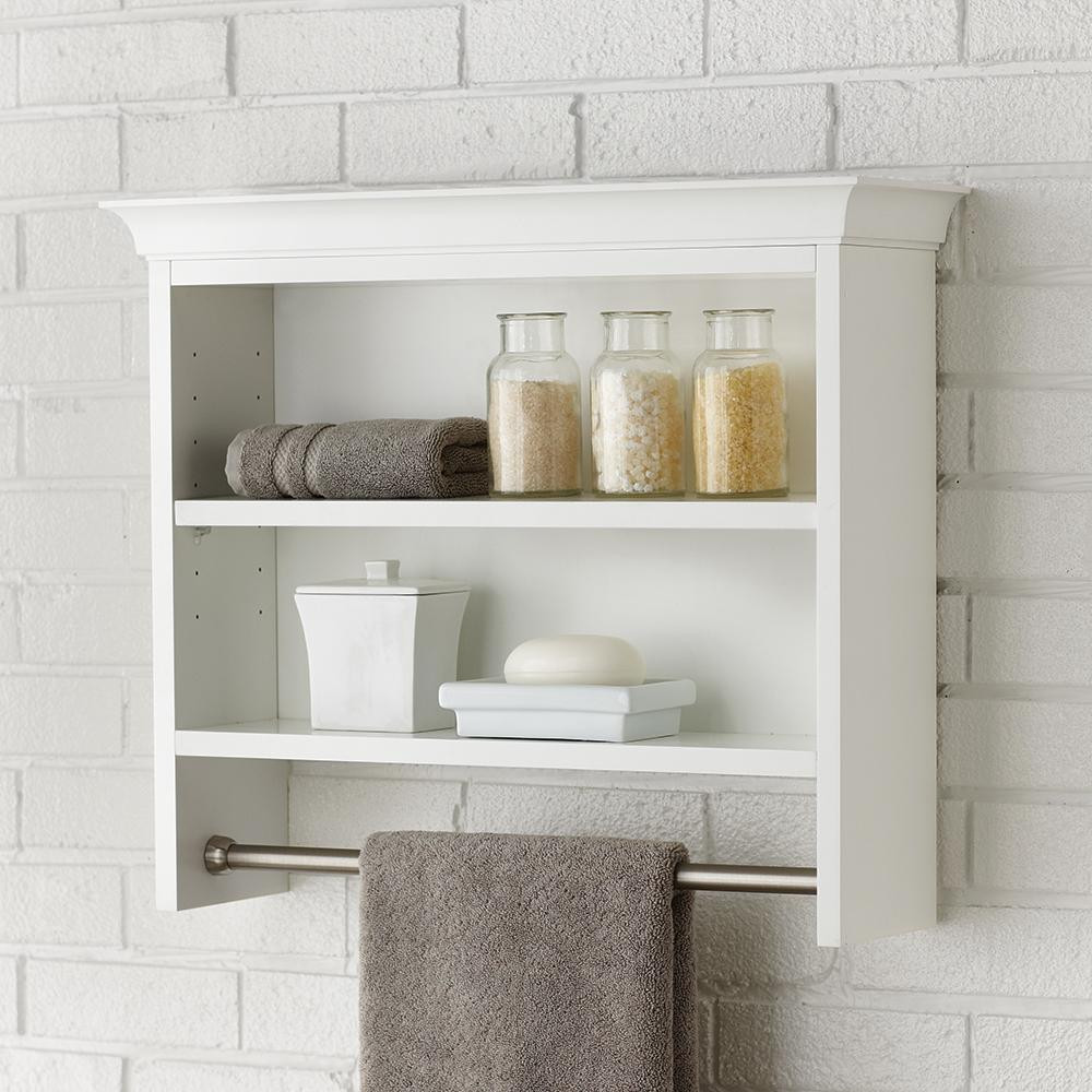 White Bathroom Wall Shelf
 Home Decorators Collection Creeley 24 in W x 21 in H x 7