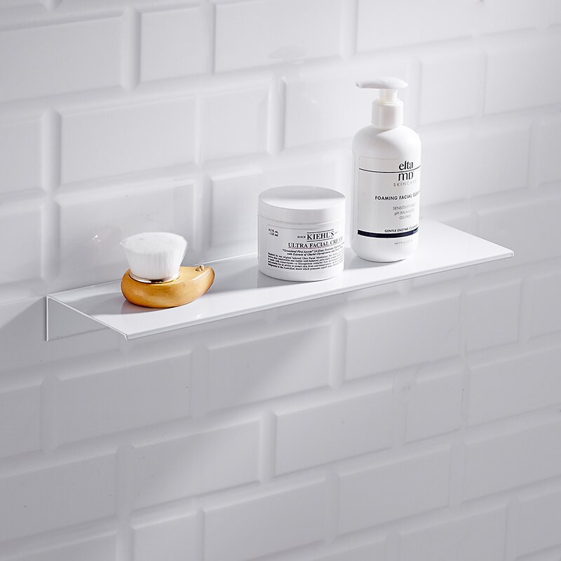 White Bathroom Wall Shelf
 Nordic white bathroom shelf wall mount space aluminium