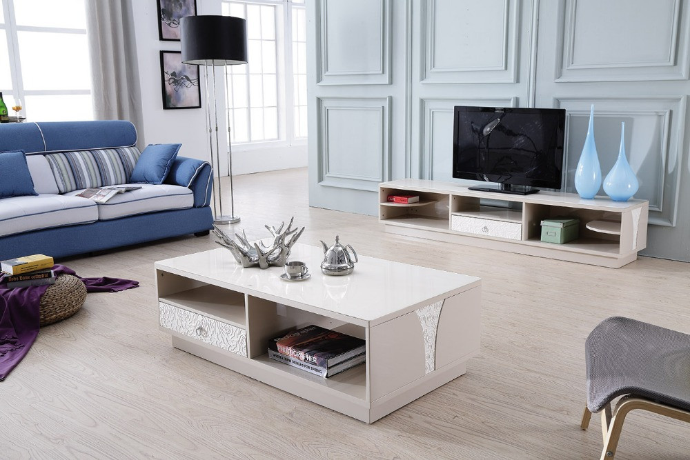 White Living Room Table Sets
 Lizz contemporary white living room furniture TV stand and