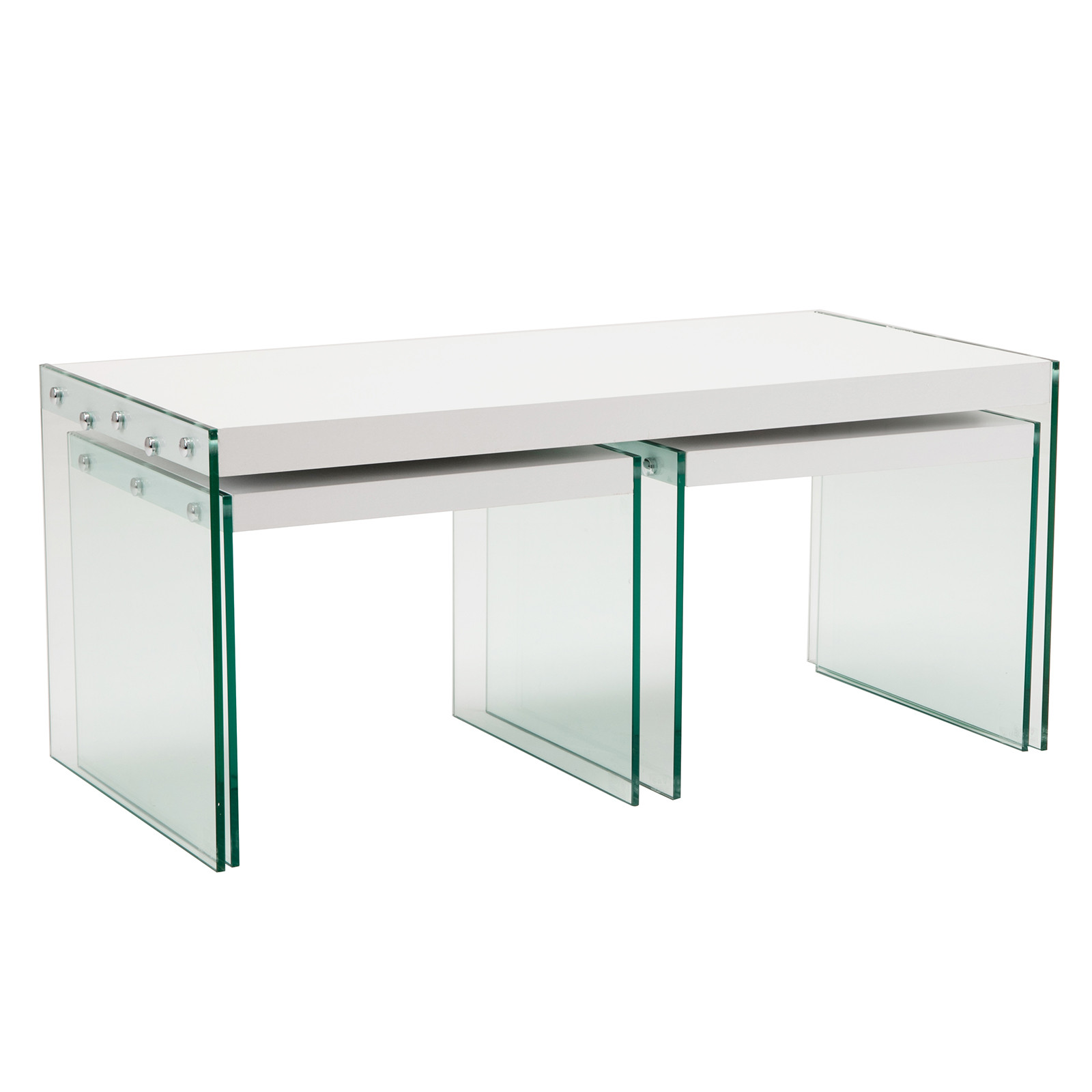 White Living Room Table Sets
 Modern White 3 Piece Glass Side End Table Set Coffee Table