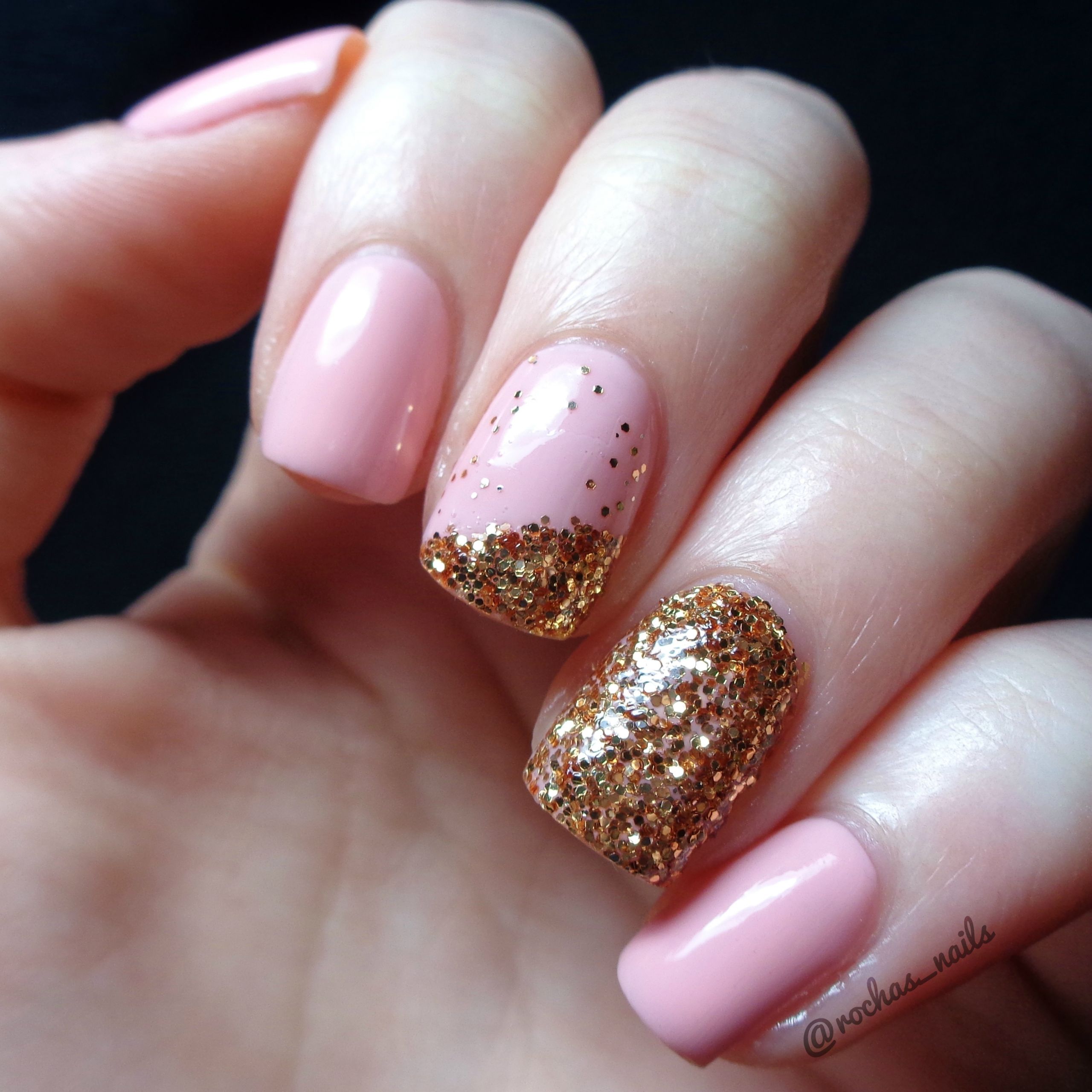White Nails With Gold Glitter
 BornPrettyStore Rose Gold Loose Glitter Review