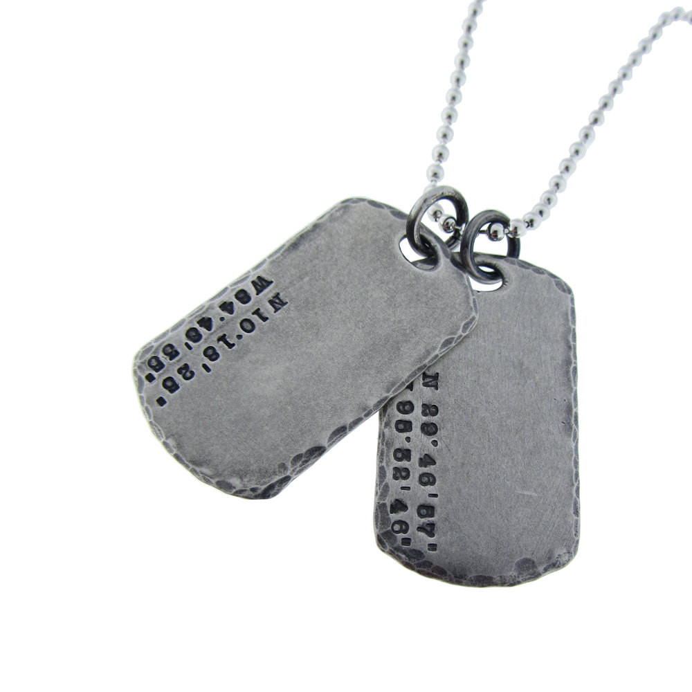 Women's Dog Tag Necklace
 Personalized Coordinate Dog Tag Necklace by MetalPressions
