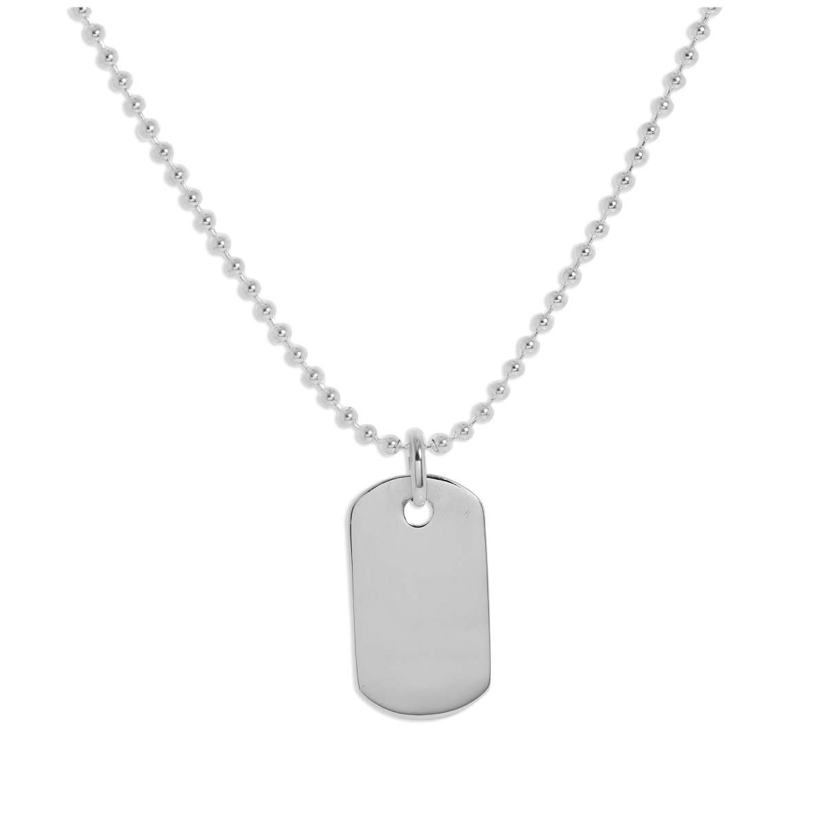 Women's Dog Tag Necklace
 Sterling Silver Plain Engravable Dog Tag Pendant Necklace