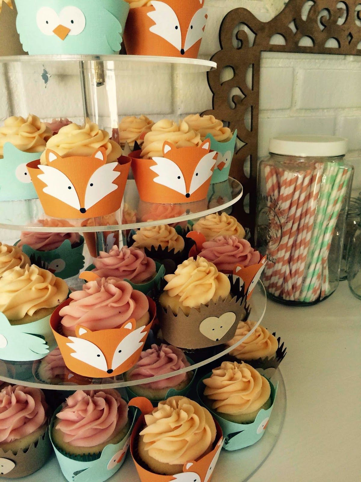 1 Year Old Boy Birthday Party Ideas
 Woodland creatures cupcakes fox owl hedgehog one year