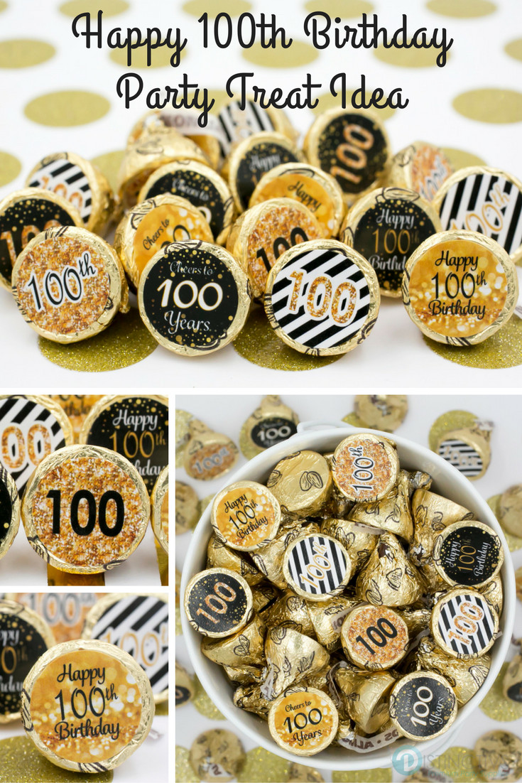 100 Year Old Birthday Gift Ideas
 Black and Gold 100th Birthday Party Favor Stickers Set of