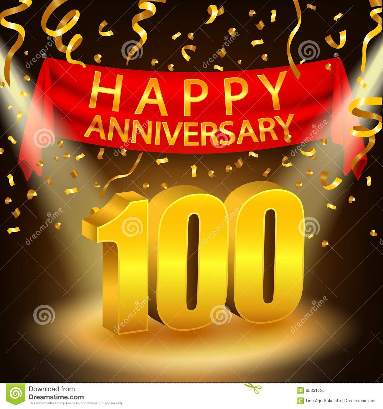 100Th Day Anniversary Gift Ideas
 Happy 100th Anniversary Celebration With Golden Confetti