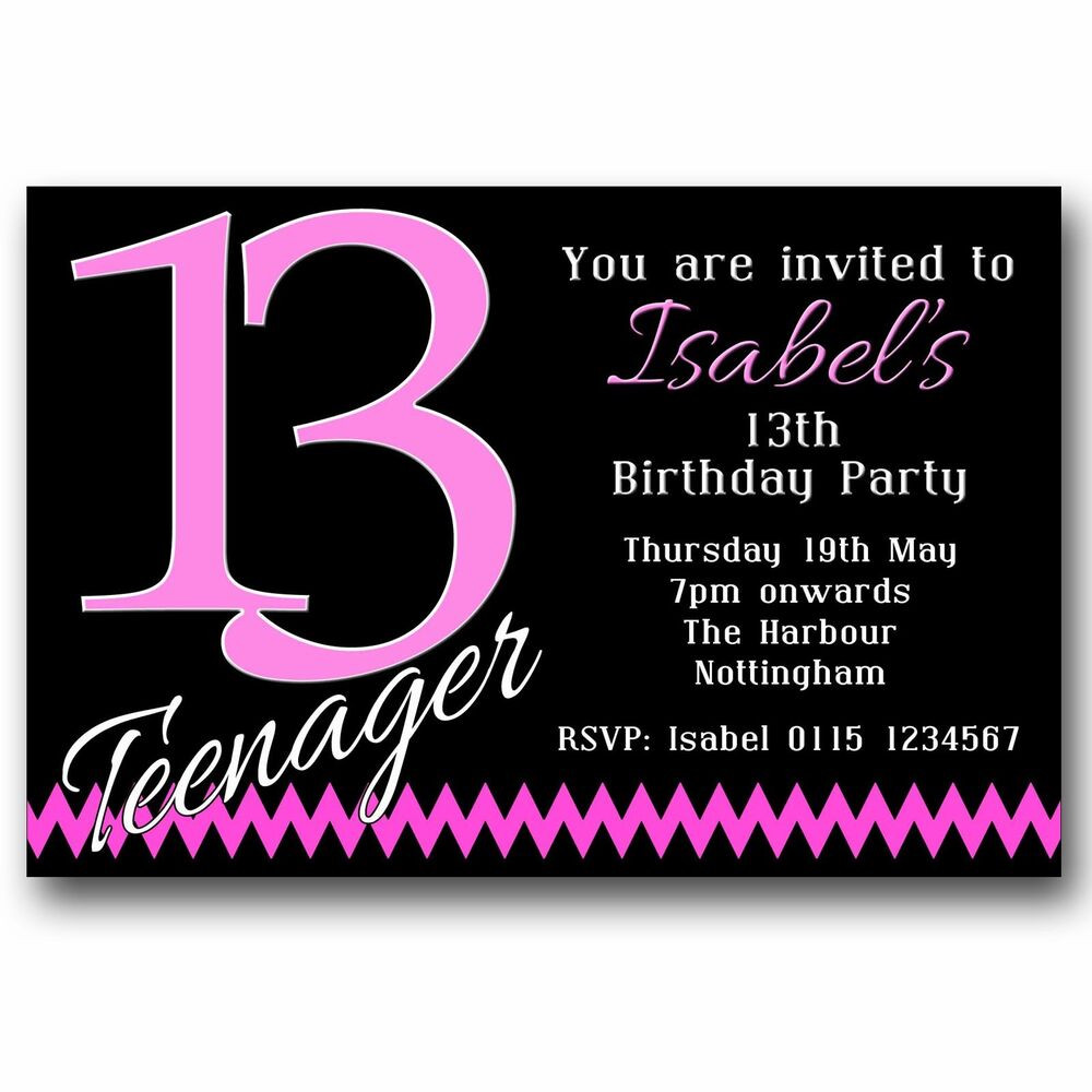 13th Birthday Invitations
 10 Personalised BOYS & GIRLS Teenager 13th Birthday Party