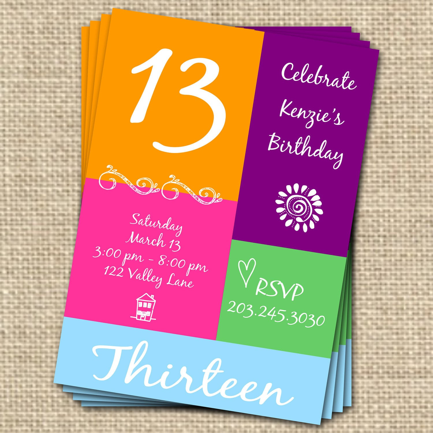13th Birthday Invitations
 Free 13th Birthday Invitation Template