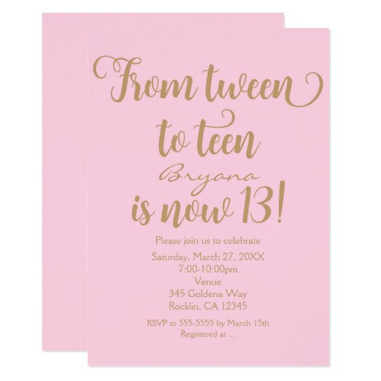 13th Birthday Invitations
 Girls 13th Birthday Party Pink & Gold Invitations
