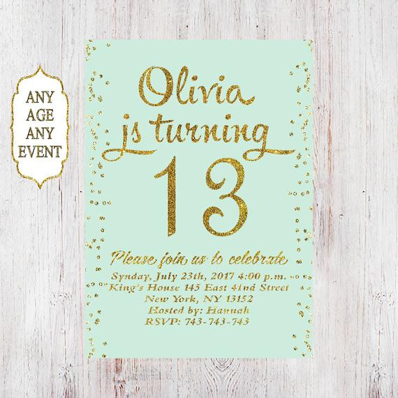 13th Birthday Invitations
 13th Birthday invitation birthday party invitations teen girl