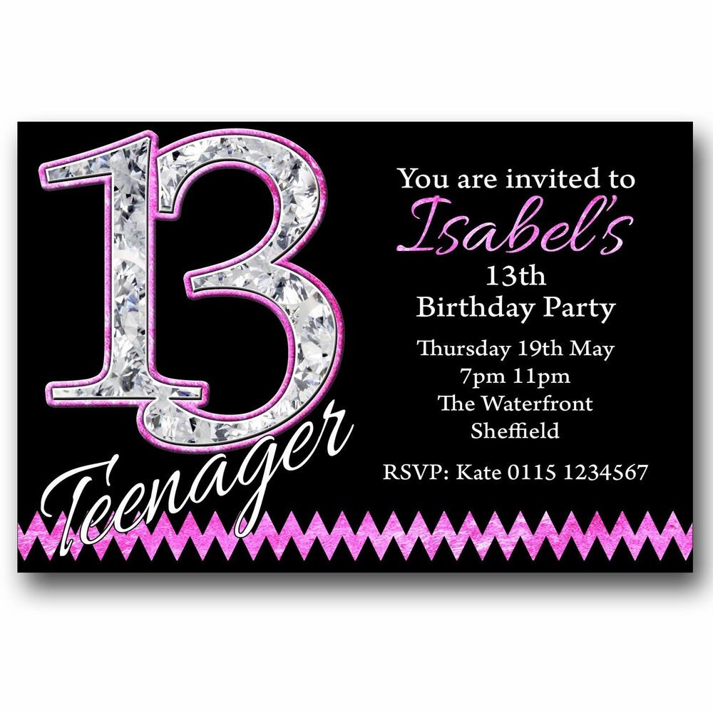 13th Birthday Invitations
 Personalised BOYS & GIRLS Teenager 13th Birthday Party