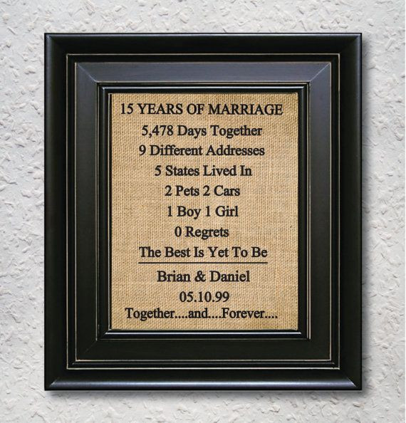 15 Year Anniversary Gift Ideas For Couples
 Burlap Art Print 15th Anniversary t 15 Year