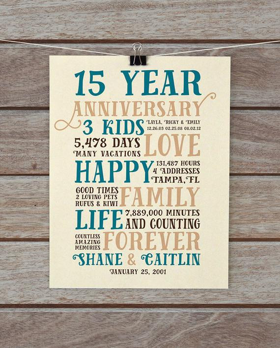 15 Year Anniversary Gift Ideas For Her
 Anniversary Gifts 15 Year Anniversary Present for Him