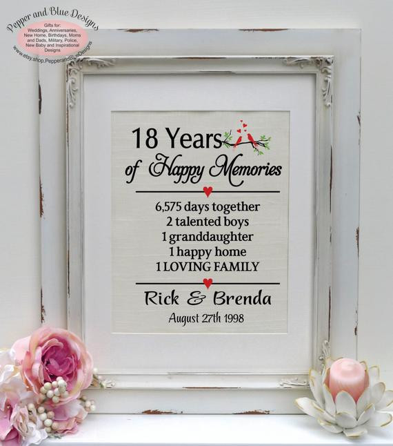 18 Year Anniversary Gift Ideas
 18th wedding anniversary ts 18 years by