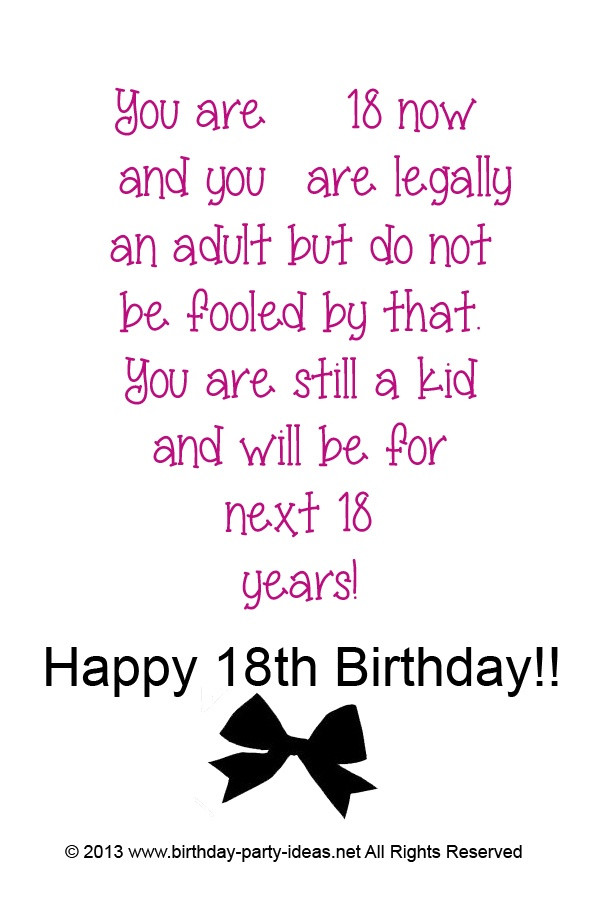 18th Birthday Quotes Funny
 18th Birthday Quotes For Girls QuotesGram