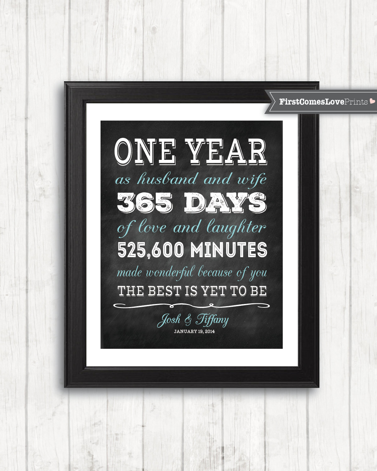 1St Anniversary Gift Ideas For Her
 Chalkboard Style First Anniversary Gift for Husband for Wife