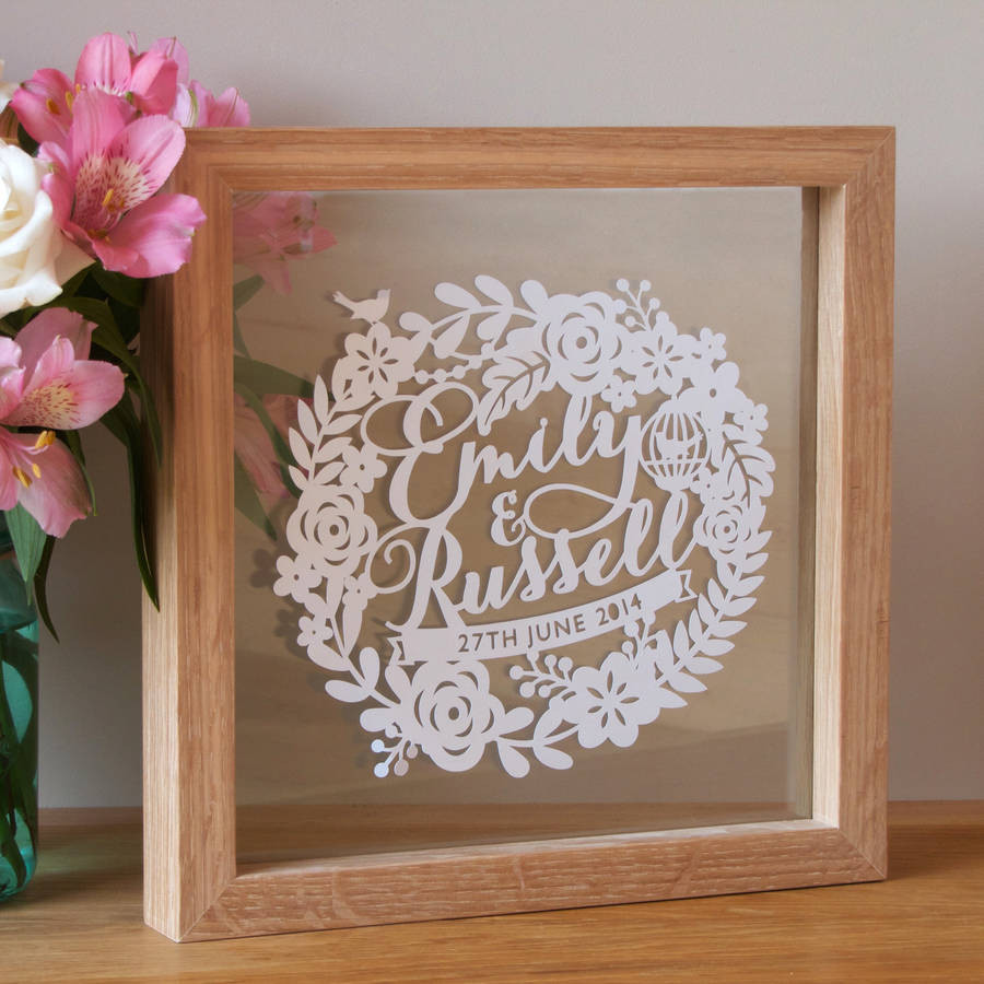 1St Anniversary Paper Gift Ideas
 Personalised First Wedding Anniversary Papercut By Sas