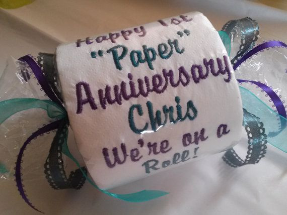 1St Anniversary Paper Gift Ideas
 Happy 1st Paper Anniversary Embroidered Toilet by