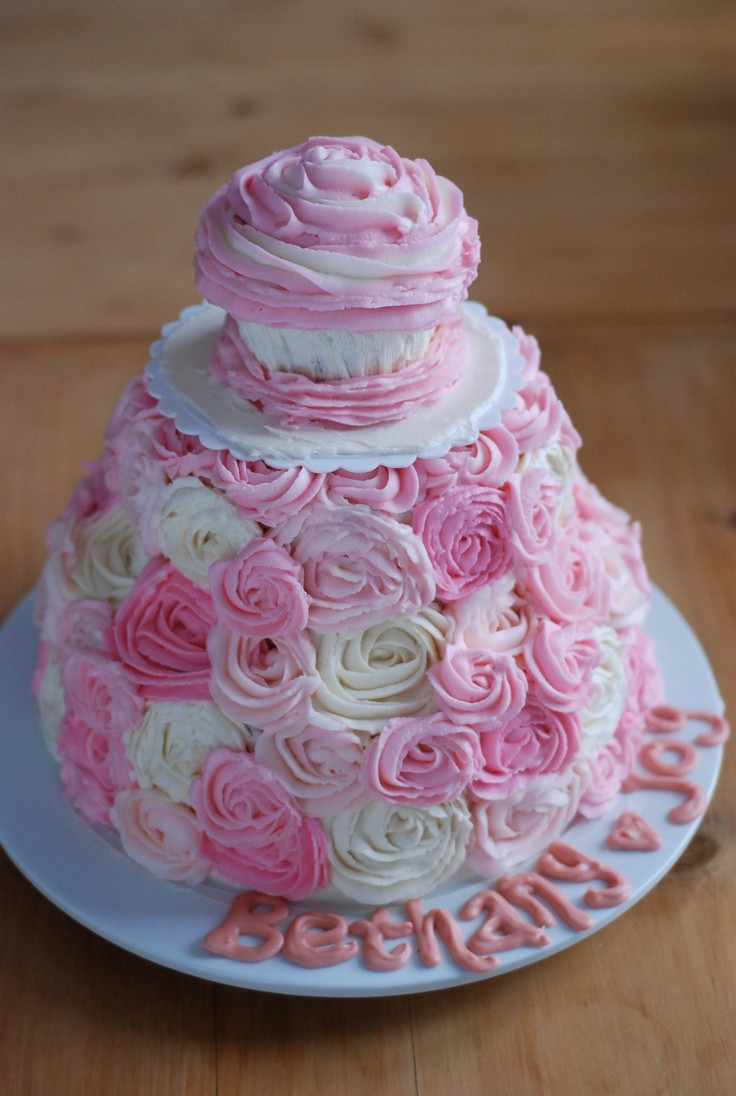 1st Birthday Cake Ideas For Girl
 sweet girl s 1st birthday cake Love the Roses