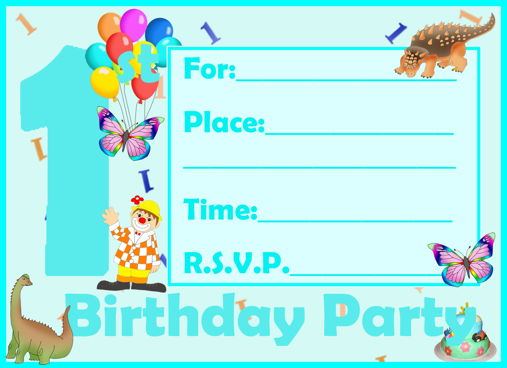 1st Birthday Free Printable Invitations
 FREE Printable First birthday invitations for Boy
