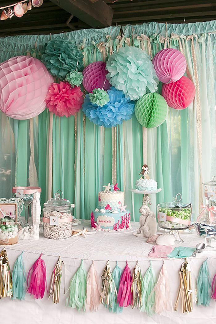 1St Birthday Party Decoration Ideas
 Kara s Party Ideas Littlest Mermaid 1st Birthday Party