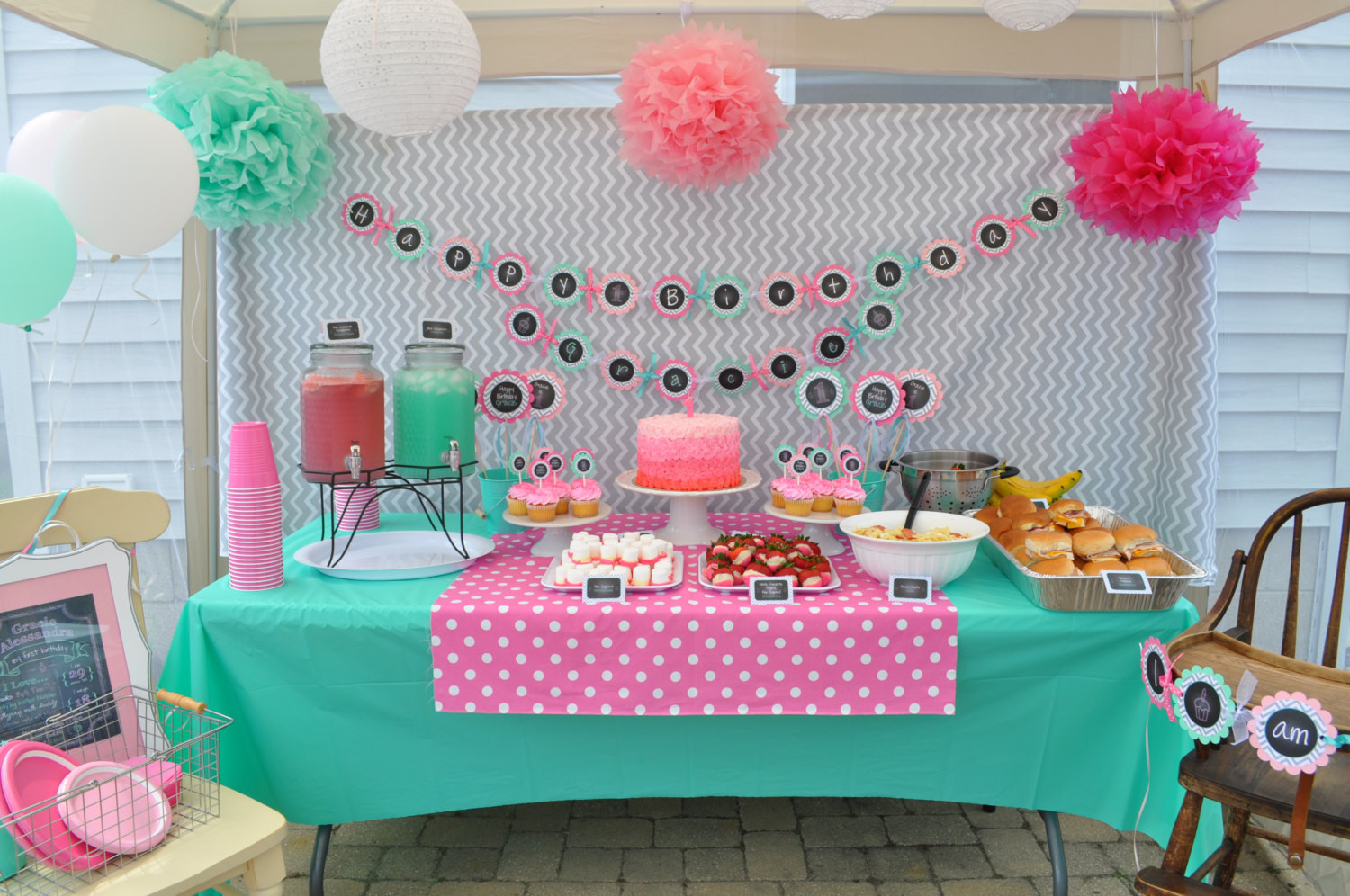 1st Birthday Party Decorations
 1st Birthday Banner – Girls 1st Birthday Decorations